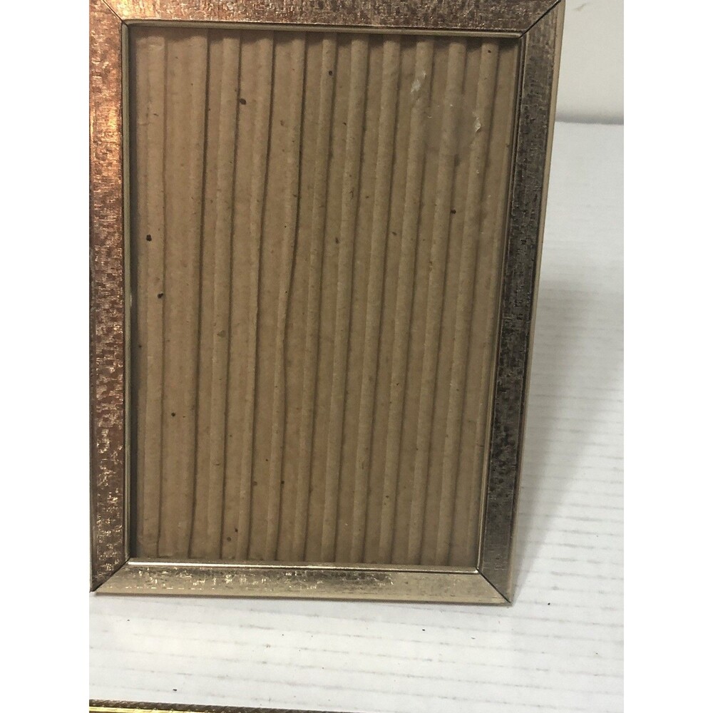 3 Brass Picture Frames Table Top Fancy Design 7”x 5”x1” 1 No Fold Out Stand